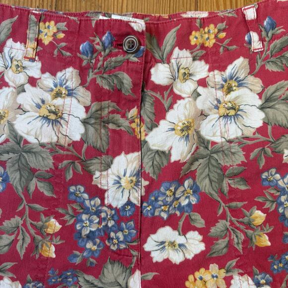 Jones New York 90s red floral linen blend shorts SIZE 12P - Picture 3 of 5